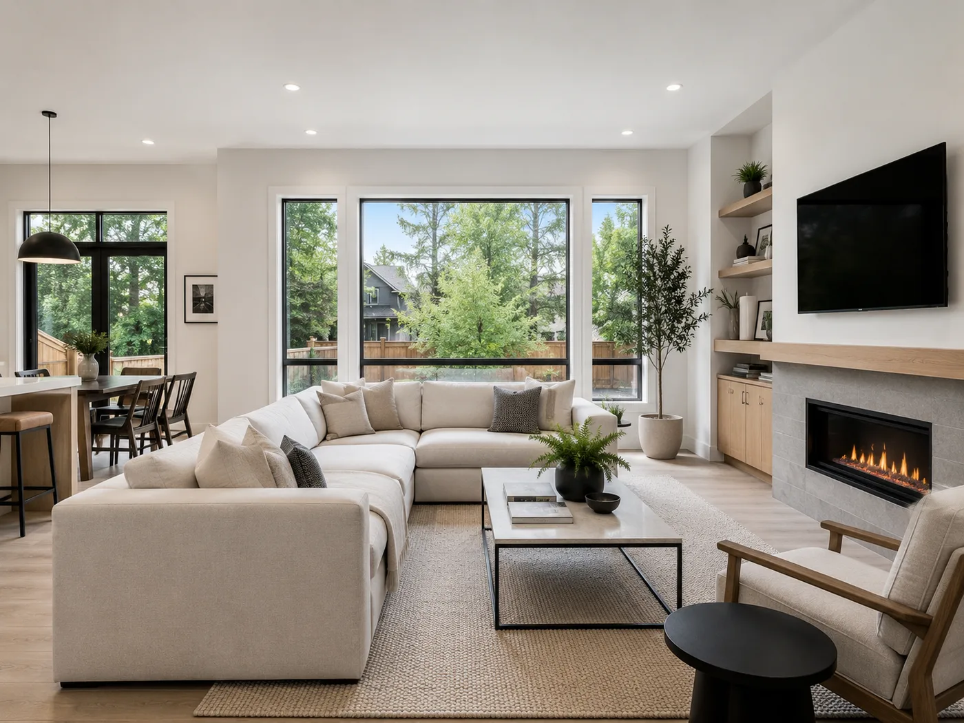 Bright modern living room interior